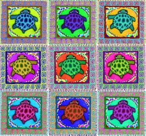 Nine Turtles Framed